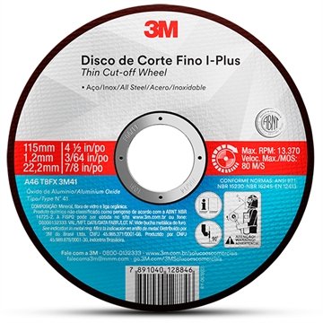 Disco Corte Fino 3M I-Plus 180x1.6x22mm - Embalagem com 25 Unidades